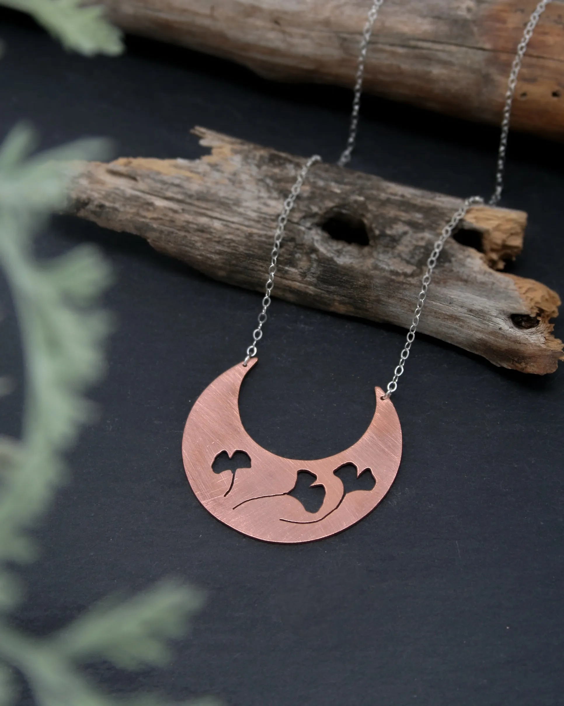 Botanical large Crescent necklace