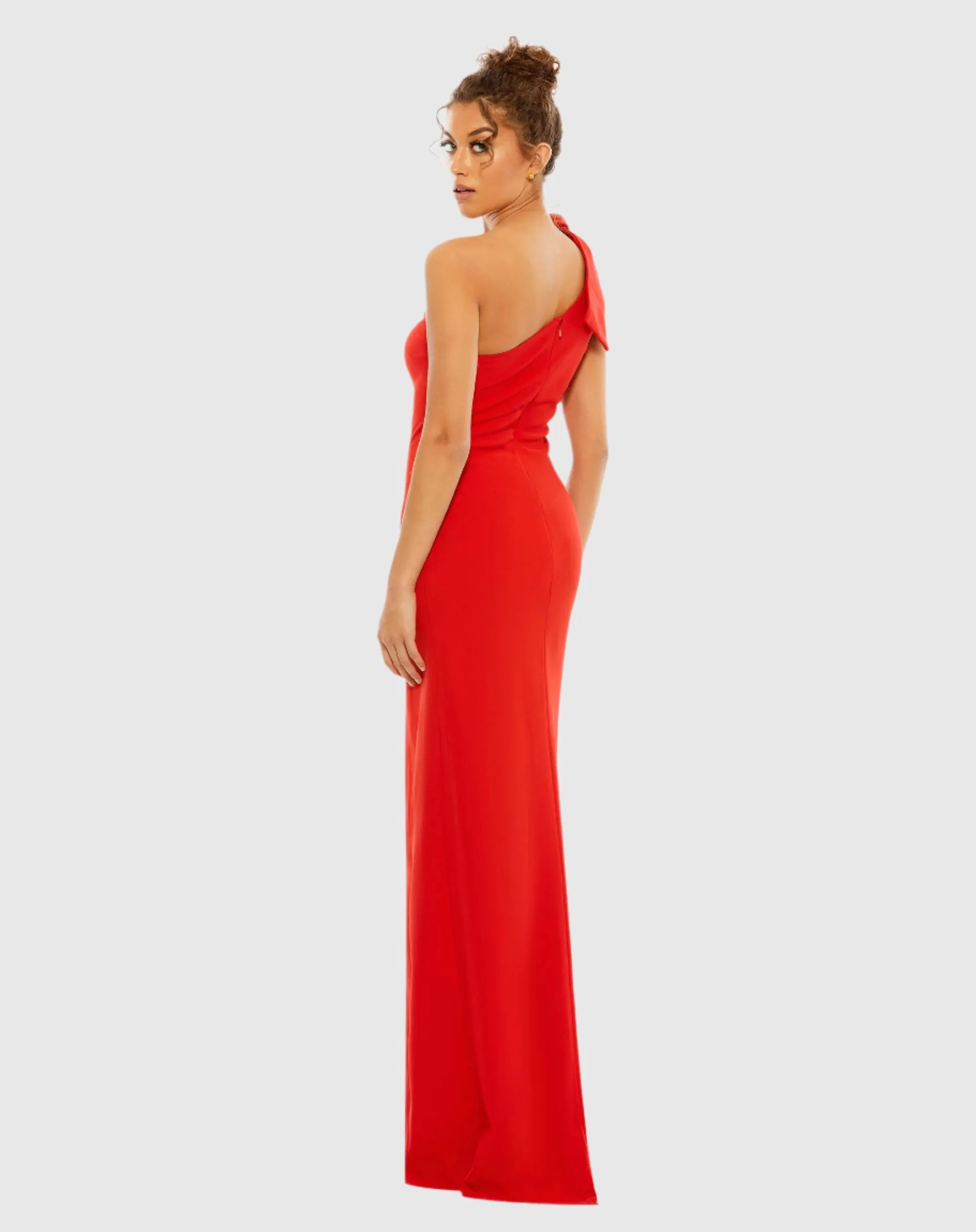 Bow One Shoulder Evening Gown