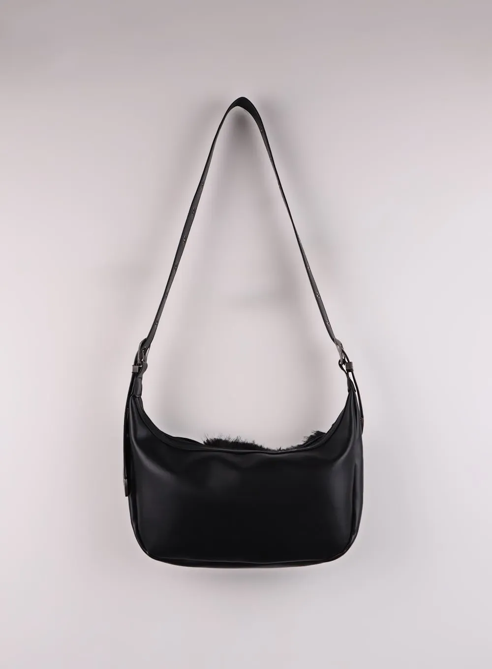 Buckled Crescent Faux Leather Bag IJ419