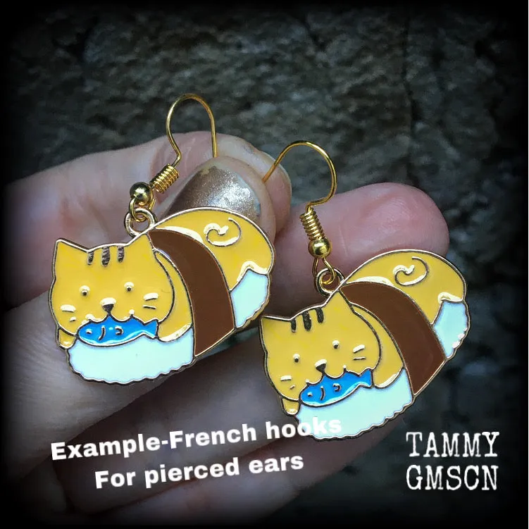 Cat sushi earrings-Crazy Cat Lady earrings