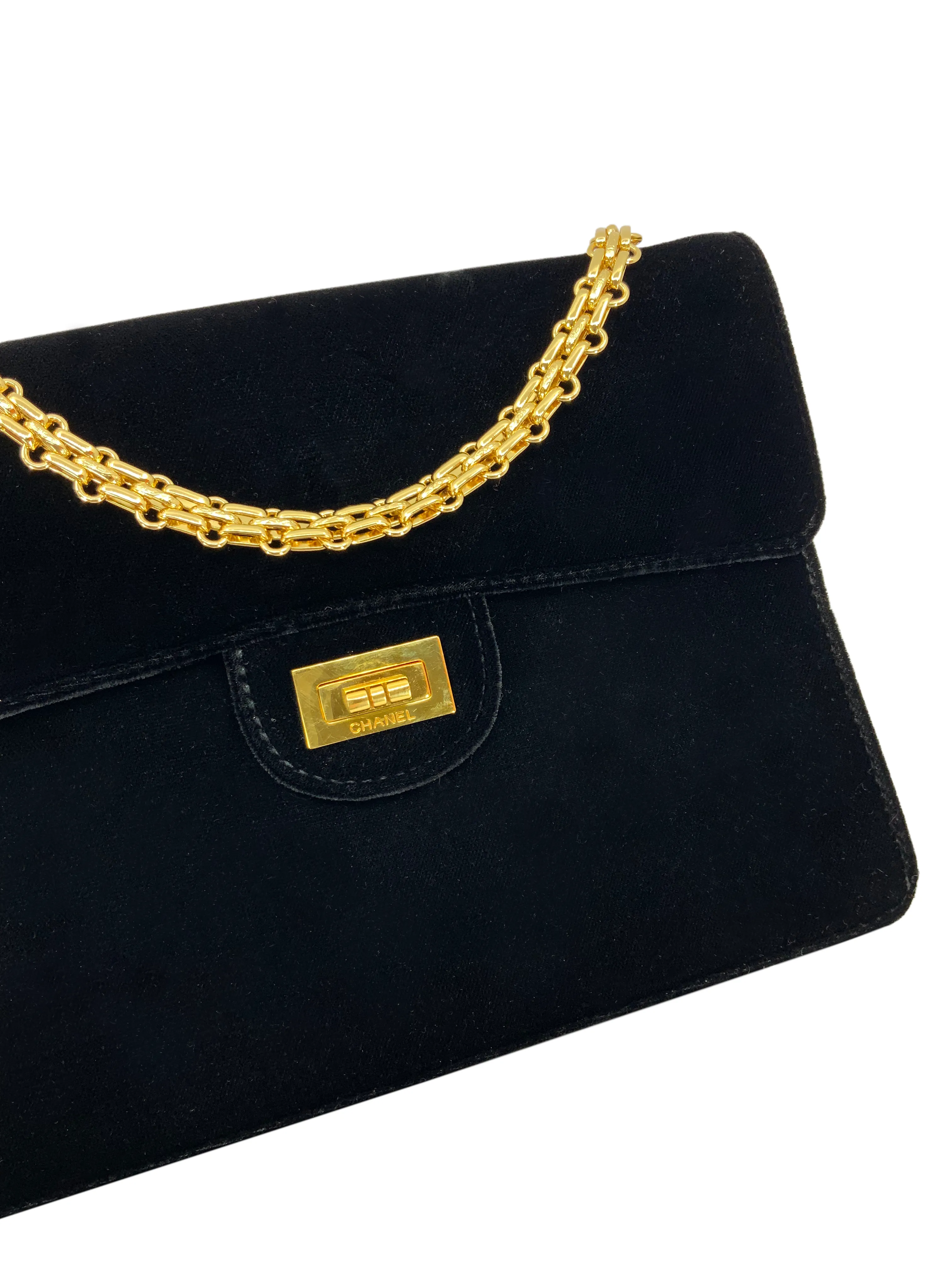 CHANEL Vintage Velvet Mademoiselle Classic Single Flap Bag