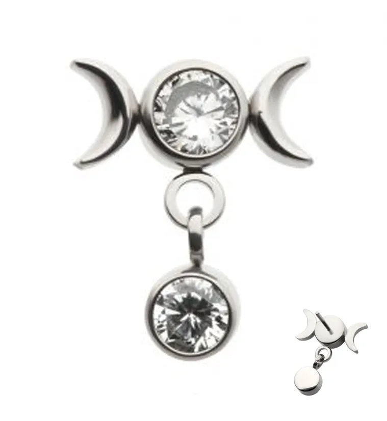 Clear CZ Moon Phase Dangle CZ Threadless Top