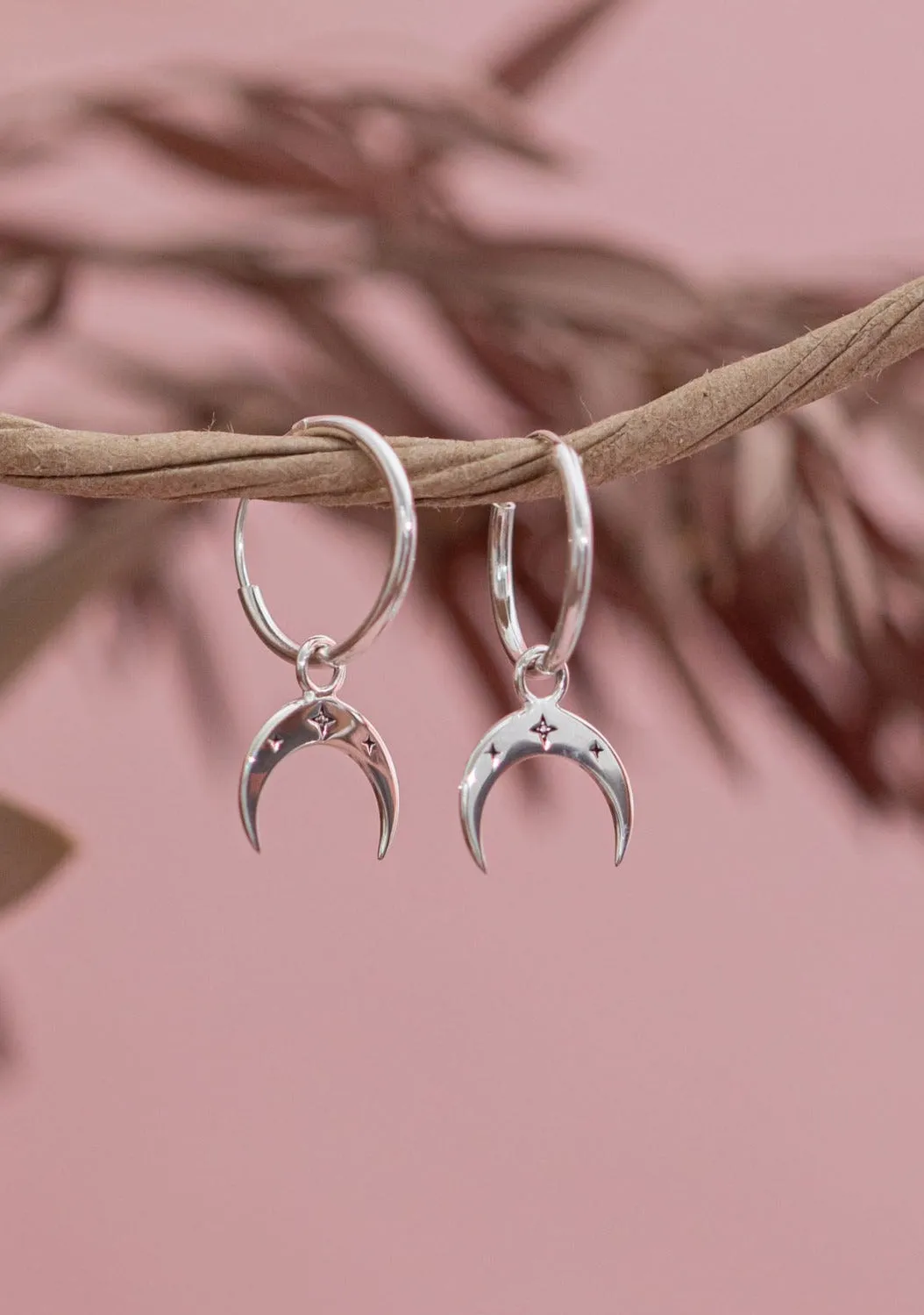 Crescent Charm Hoops