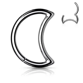 Crescent Hinged Segment Hoop Ring - Silver