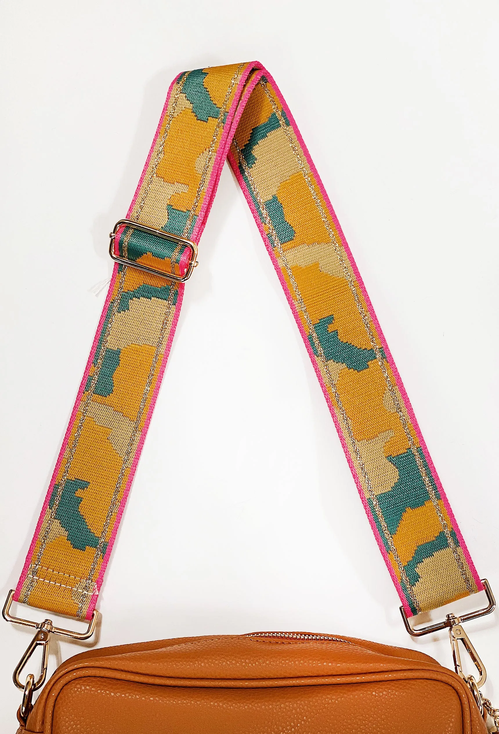 Crossbody Bag Shoulder Strap in Mustard Camo