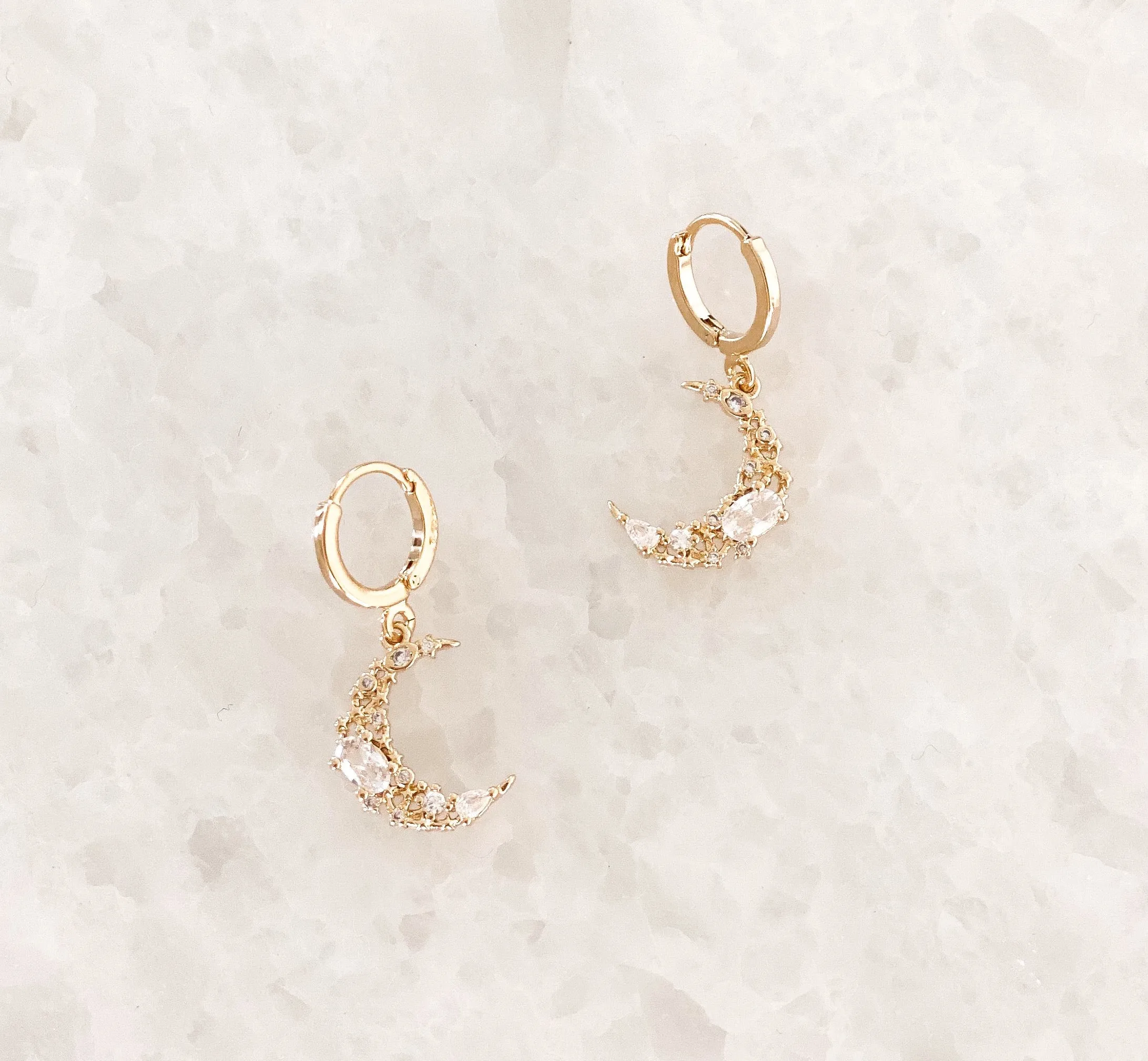 Crystal Crescent Earrings