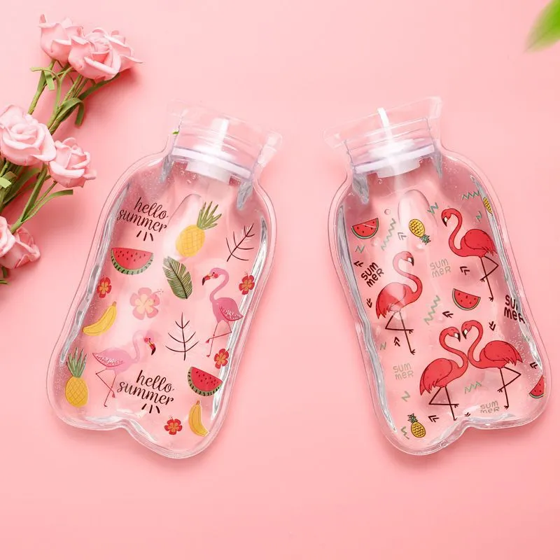 Cute Flamingo Transparent Small Rubber Hot Water Bottle Bag