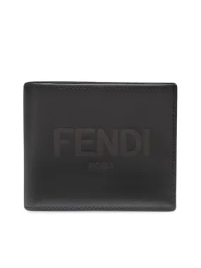 embossed logo bi-fold wallet