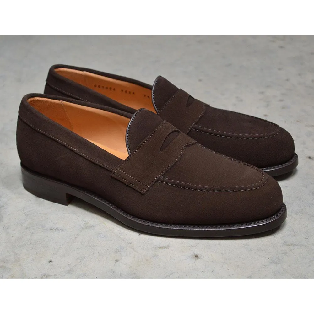 Here’s an optimized title for the e-commerce product:

Factory Seconds Berwick 1707 Dark Brown Suede Penny Loafers with Dainite Sole – Classic Comfort and Timeless Style