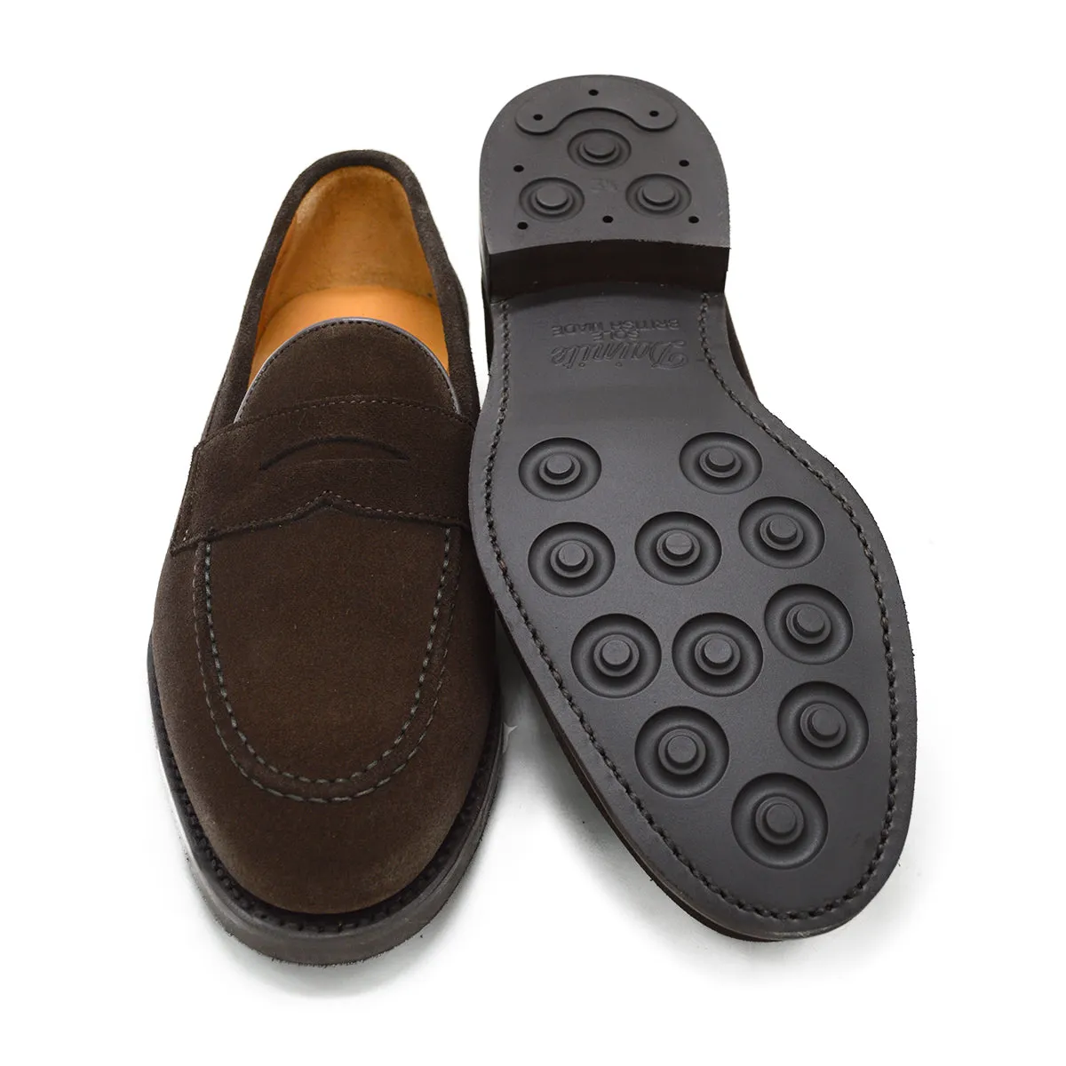 Here’s an optimized title for the e-commerce product:

Factory Seconds Berwick 1707 Dark Brown Suede Penny Loafers with Dainite Sole – Classic Comfort and Timeless Style