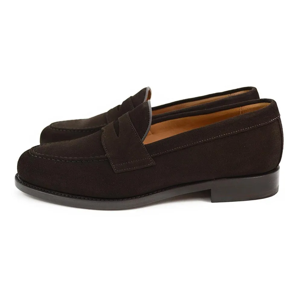 Here’s an optimized title for the e-commerce product:

Factory Seconds Berwick 1707 Dark Brown Suede Penny Loafers with Dainite Sole – Classic Comfort and Timeless Style