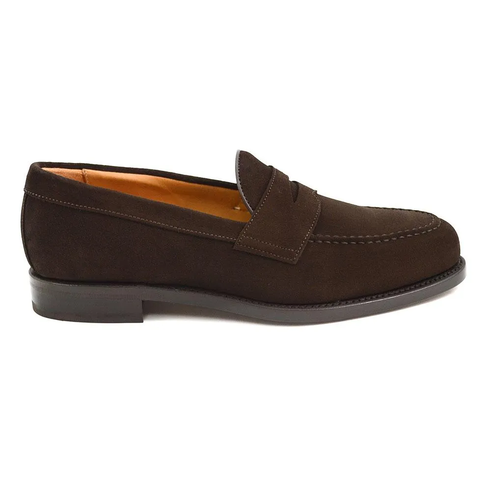 Here’s an optimized title for the e-commerce product:

Factory Seconds Berwick 1707 Dark Brown Suede Penny Loafers with Dainite Sole – Classic Comfort and Timeless Style