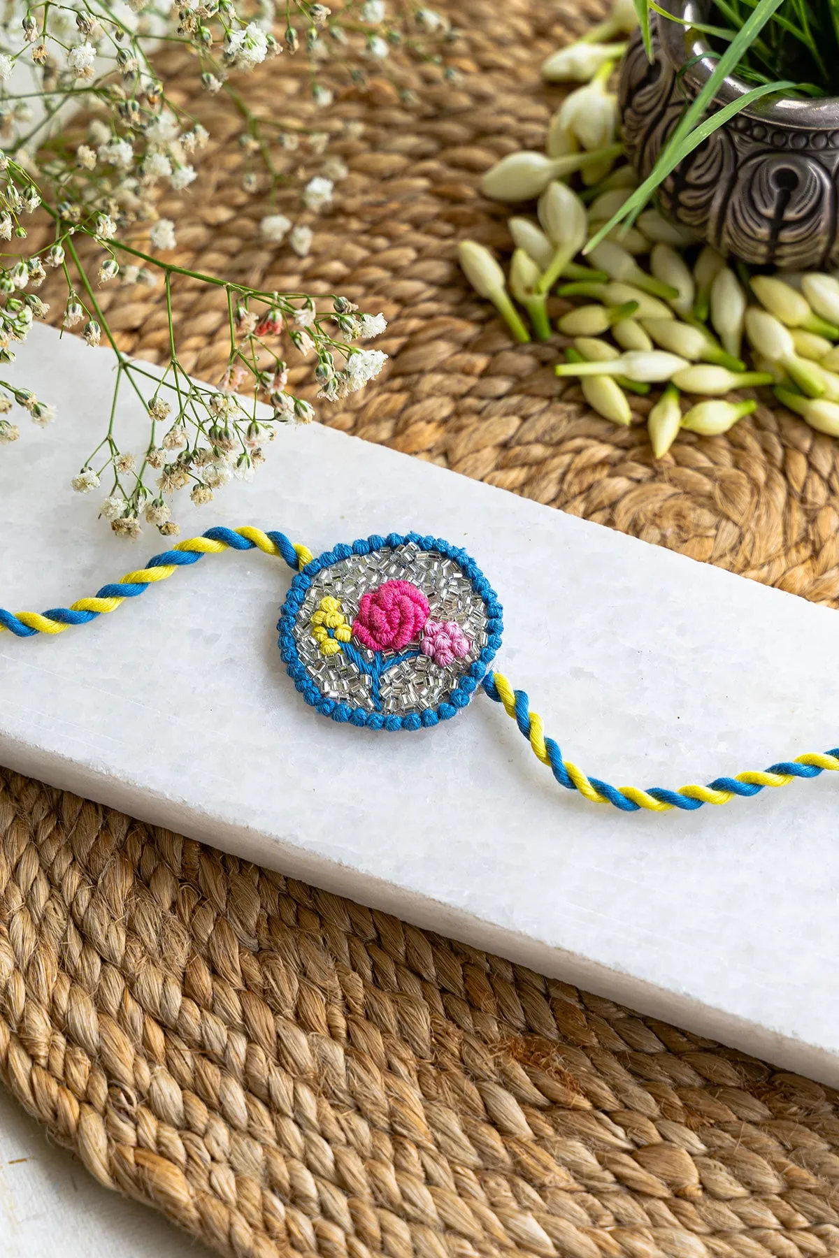 Flower Bouquet Embroidered Rakhi