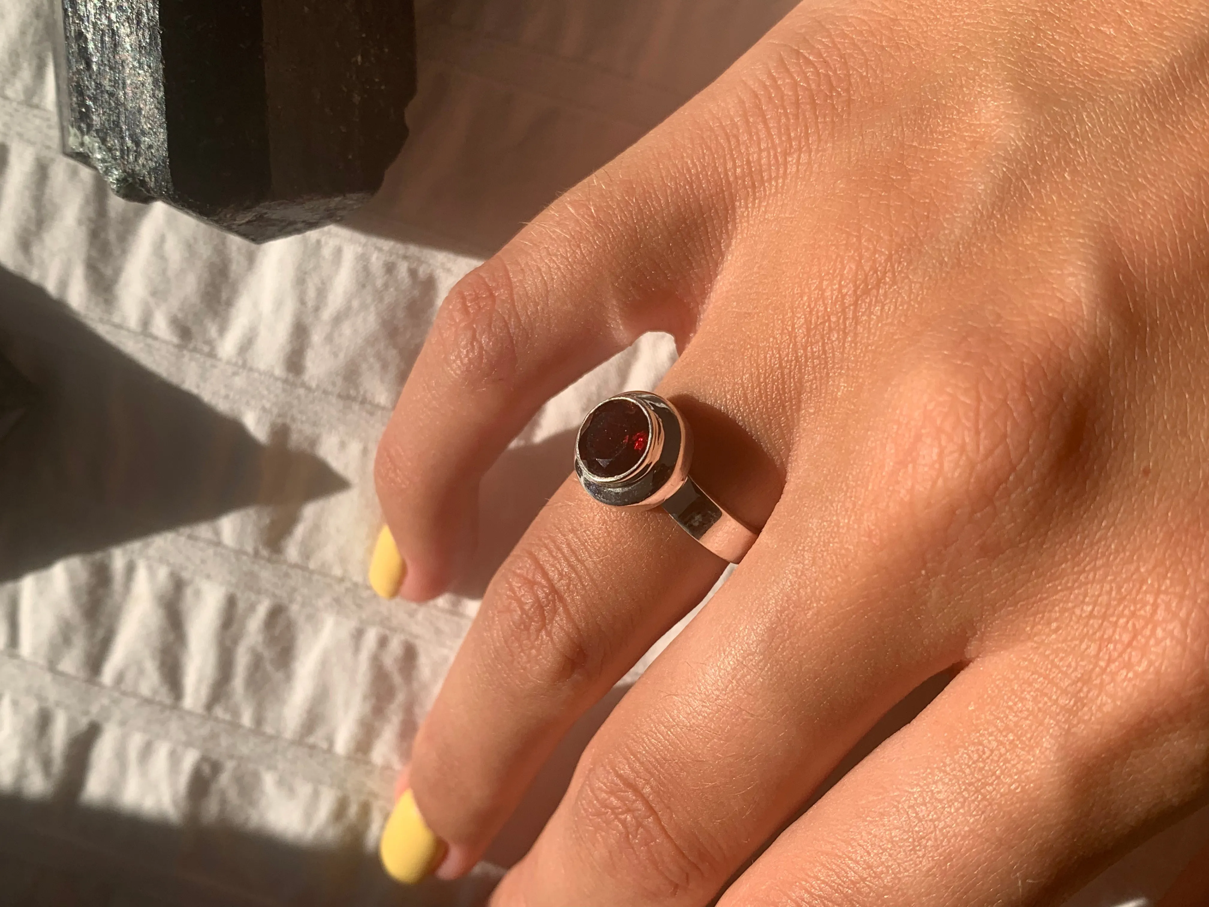 Garnet Ansley Ring - Small Round