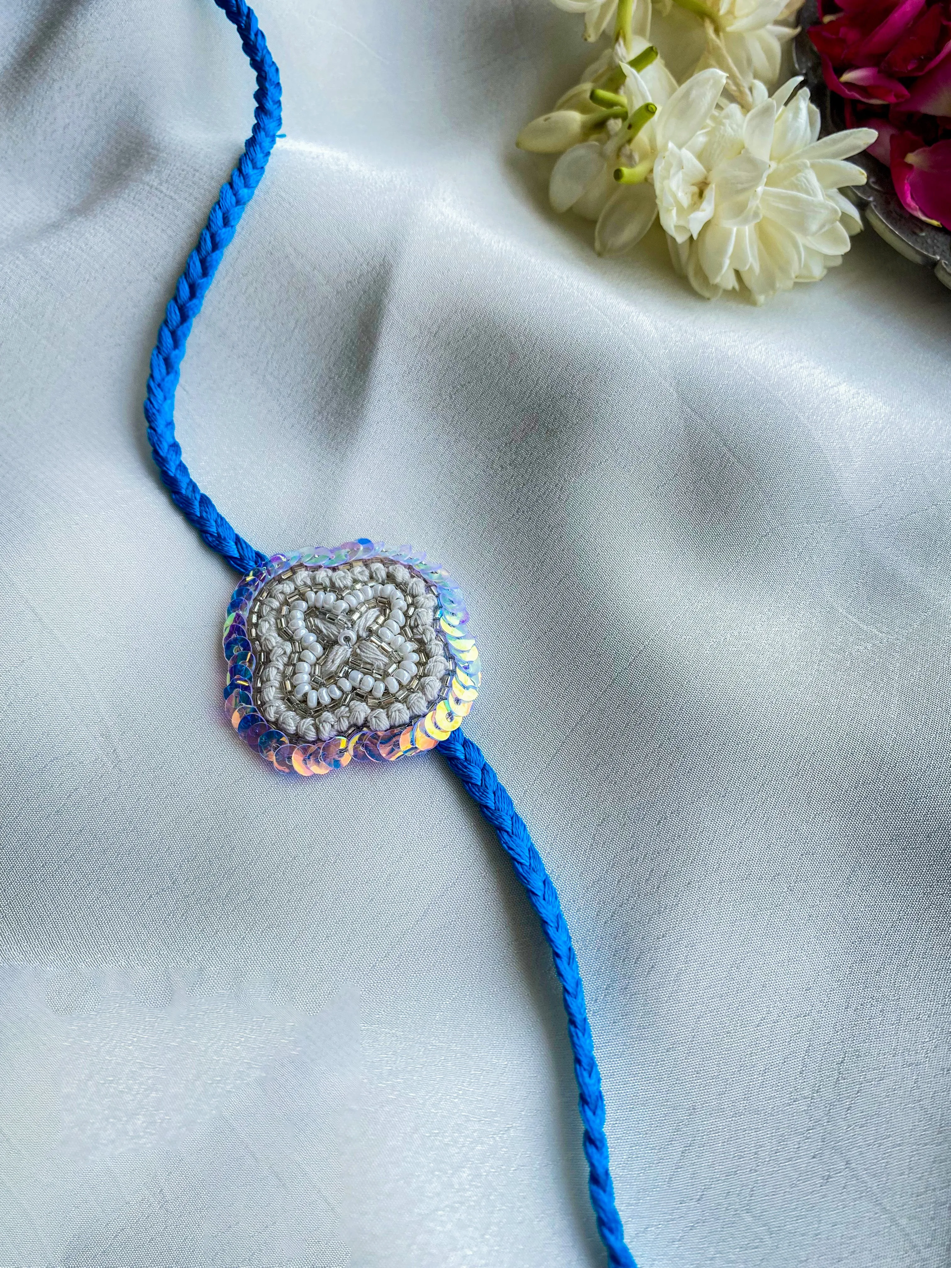 Georgia Blue Embroidered Rakhi