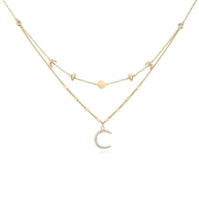 Gold Layered Necklace - Moon Phases