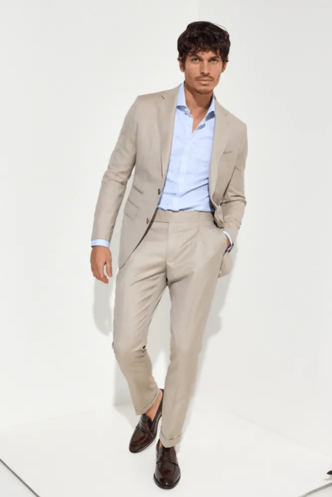 Greyson Milan Suit - Sand s130 Wool