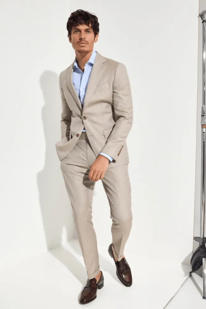 Greyson Milan Suit - Sand s130 Wool