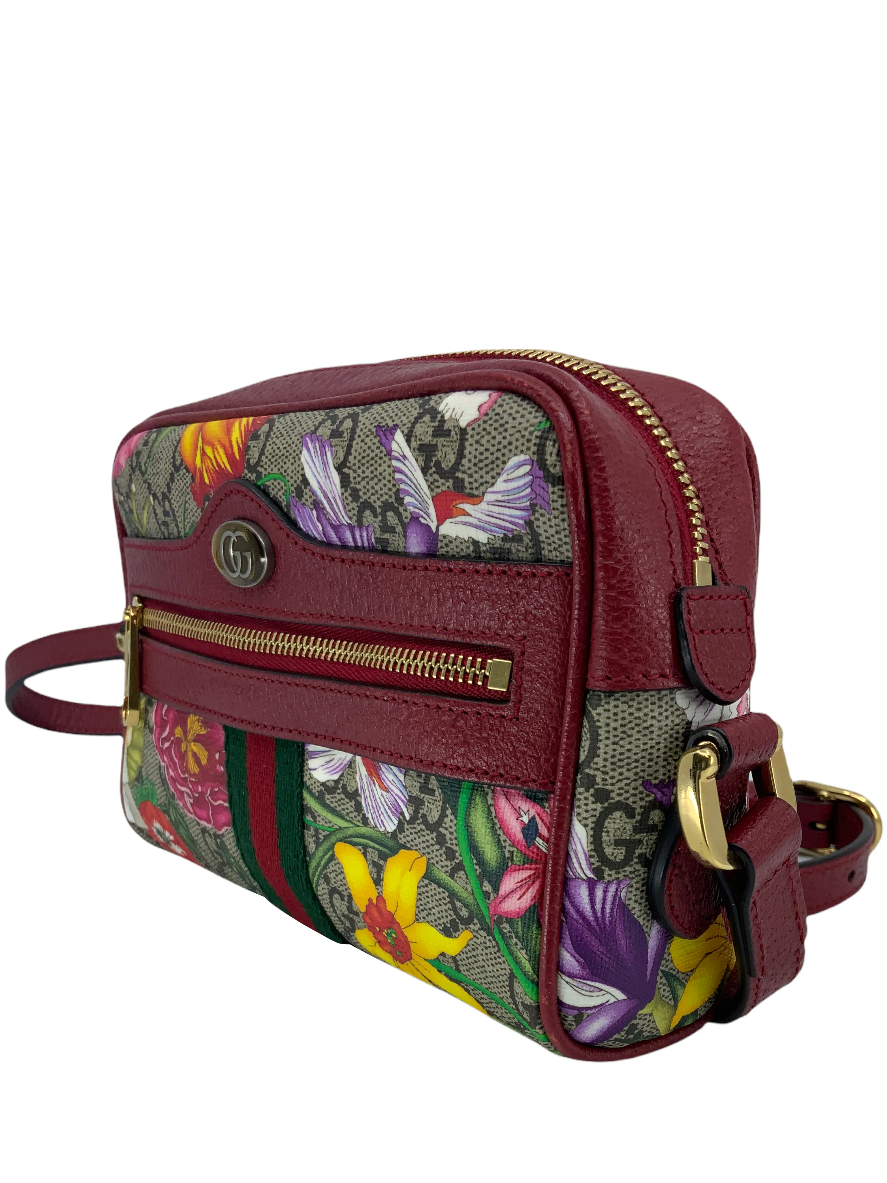 GUCCI GG Supreme Flora Web Mini Ophidia Shoulder Bag