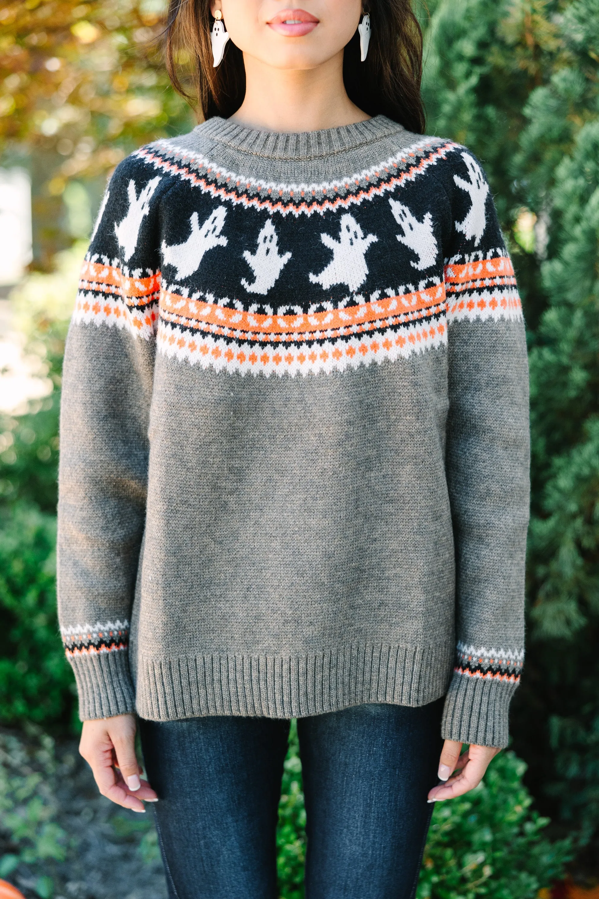 Hallows' Eve Taupe Brown Halloween Sweater