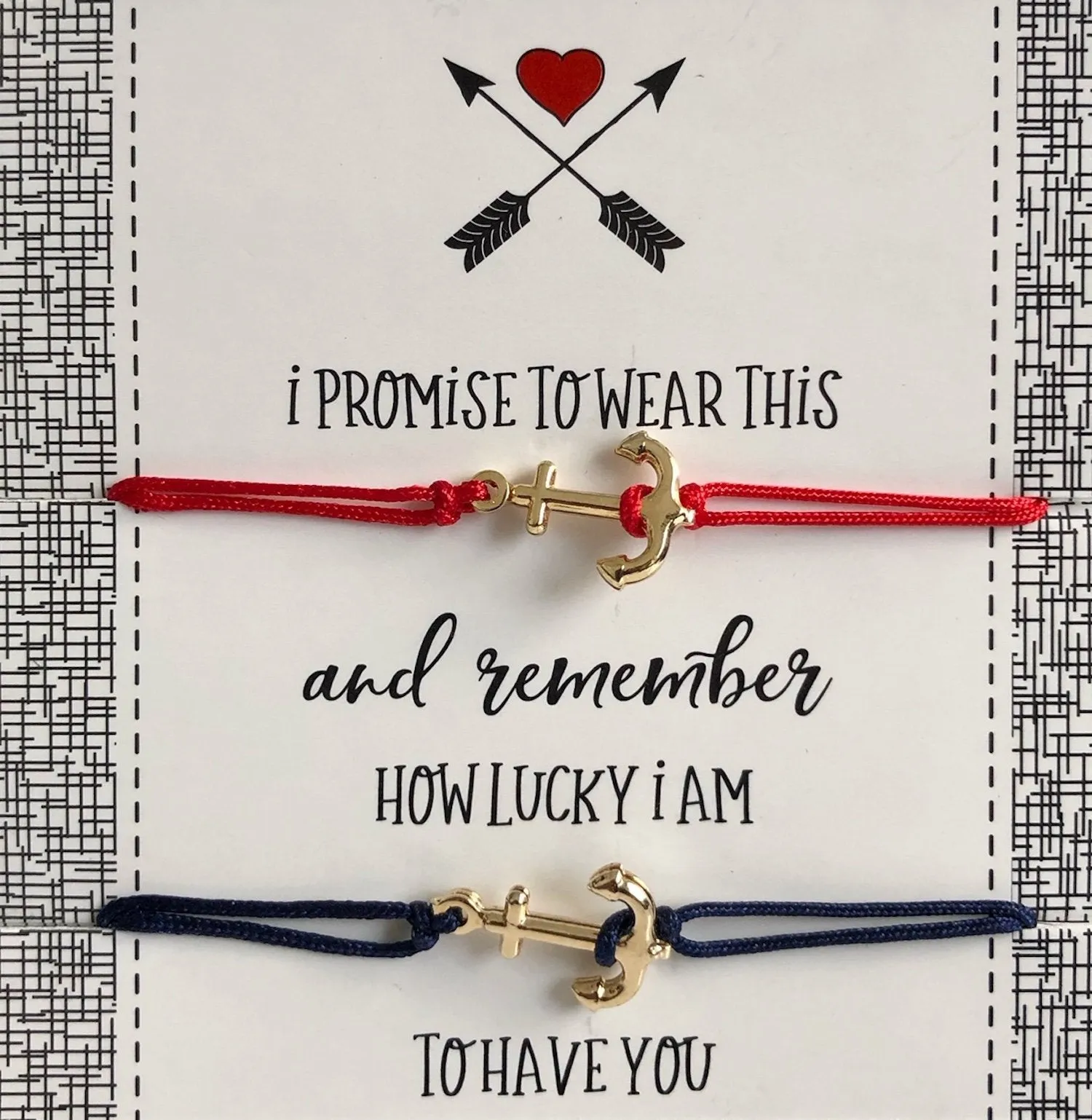 How Lucky I am to Have You, Couples Anchor Bracelet, Set of 2 Bracelets, Long Distance Gift, His and Hers, Friendship Matching Bracelets