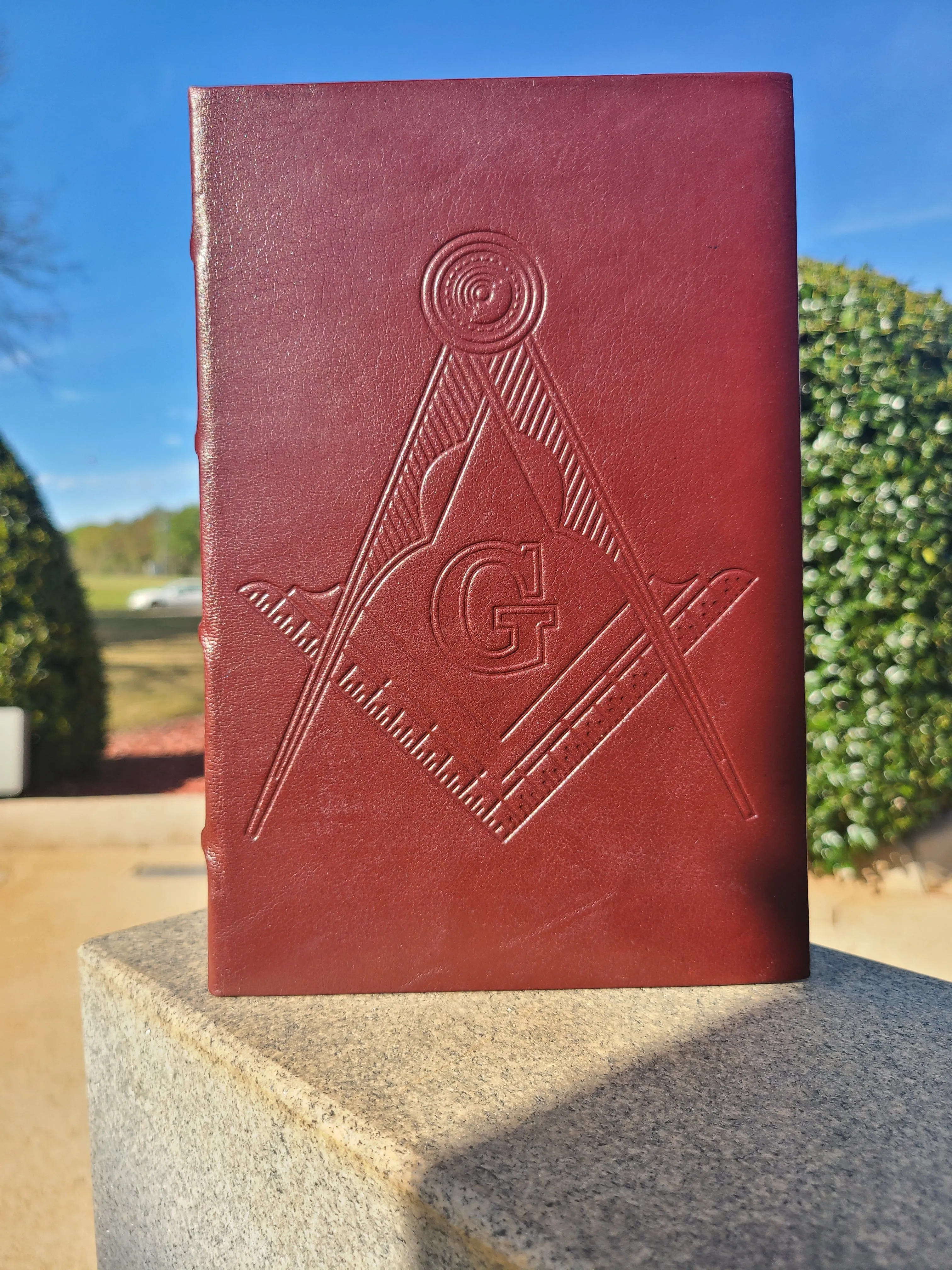 Italian Leather Masonic Writing Journal - Dark Red