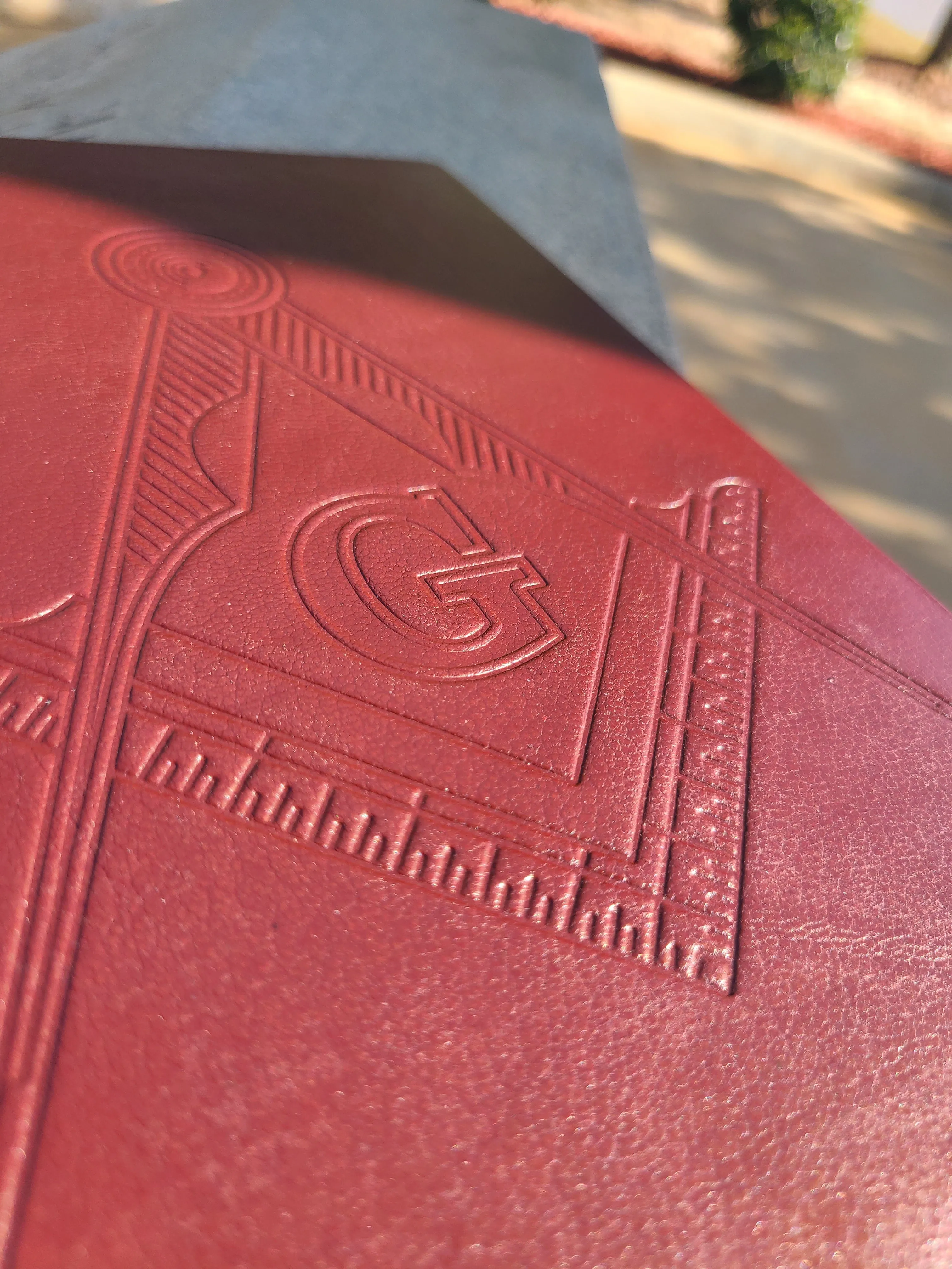 Italian Leather Masonic Writing Journal - Dark Red