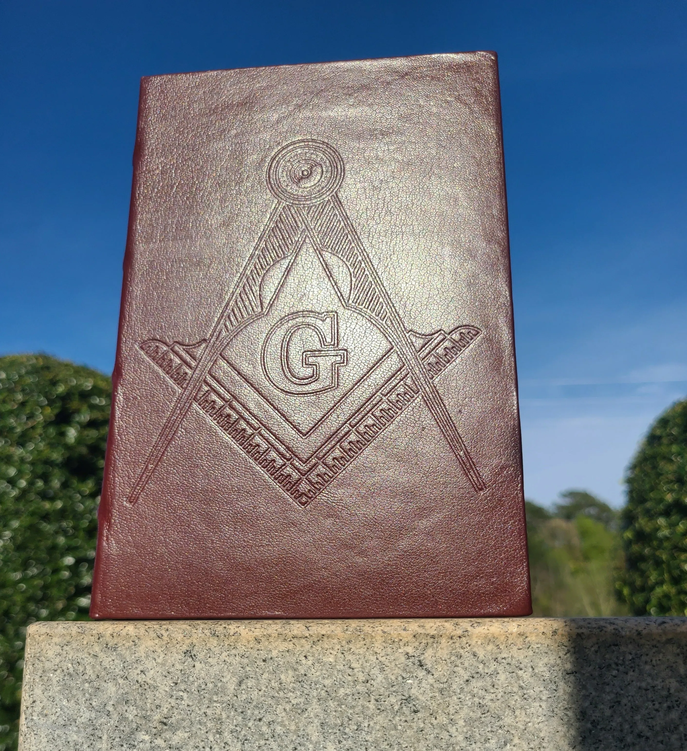 Italian Leather Masonic Writing Journal - Dark Red