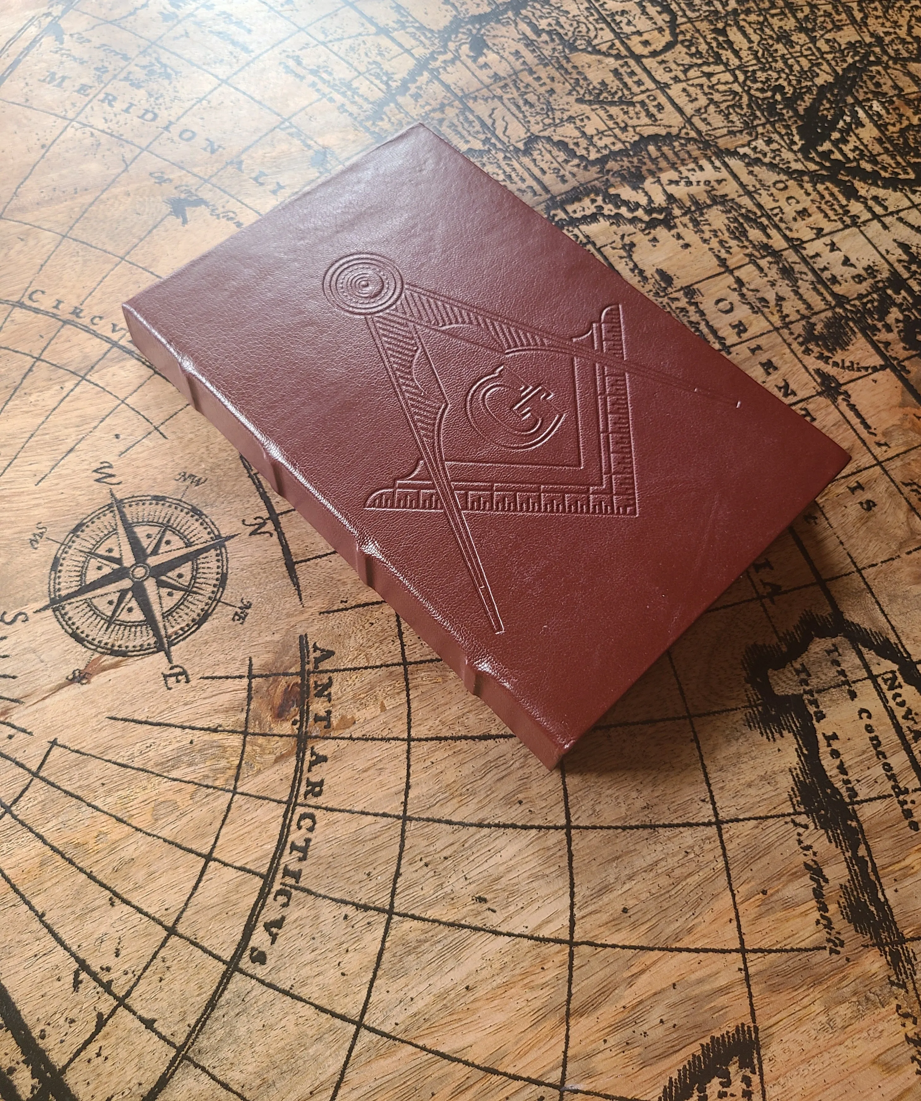 Italian Leather Masonic Writing Journal - Dark Red