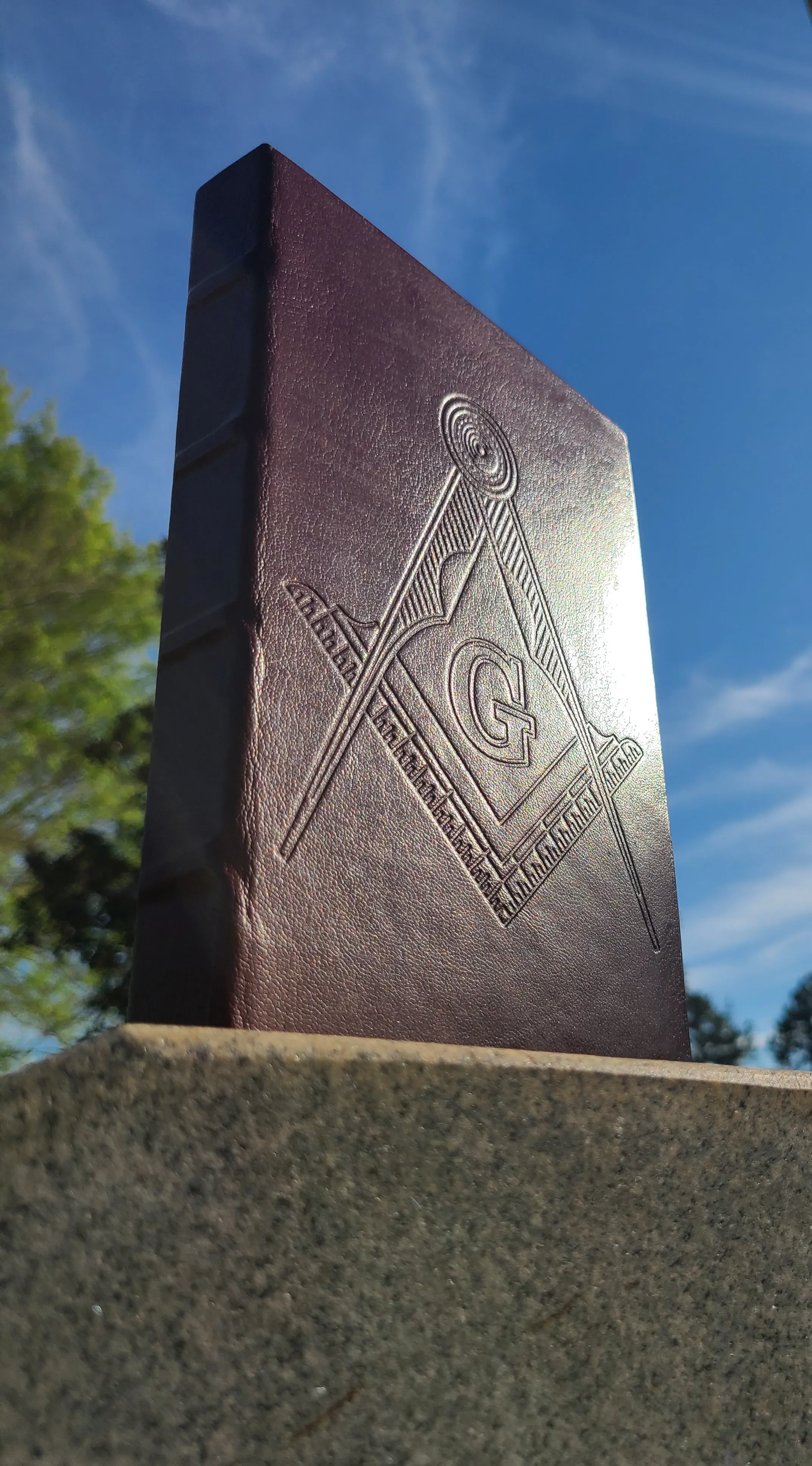 Italian Leather Masonic Writing Journal - Dark Red