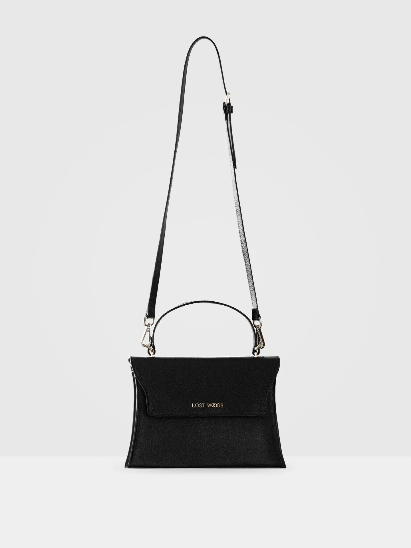 Ivy MIRUM Leather Vegan Handle Bag | Black & Gold