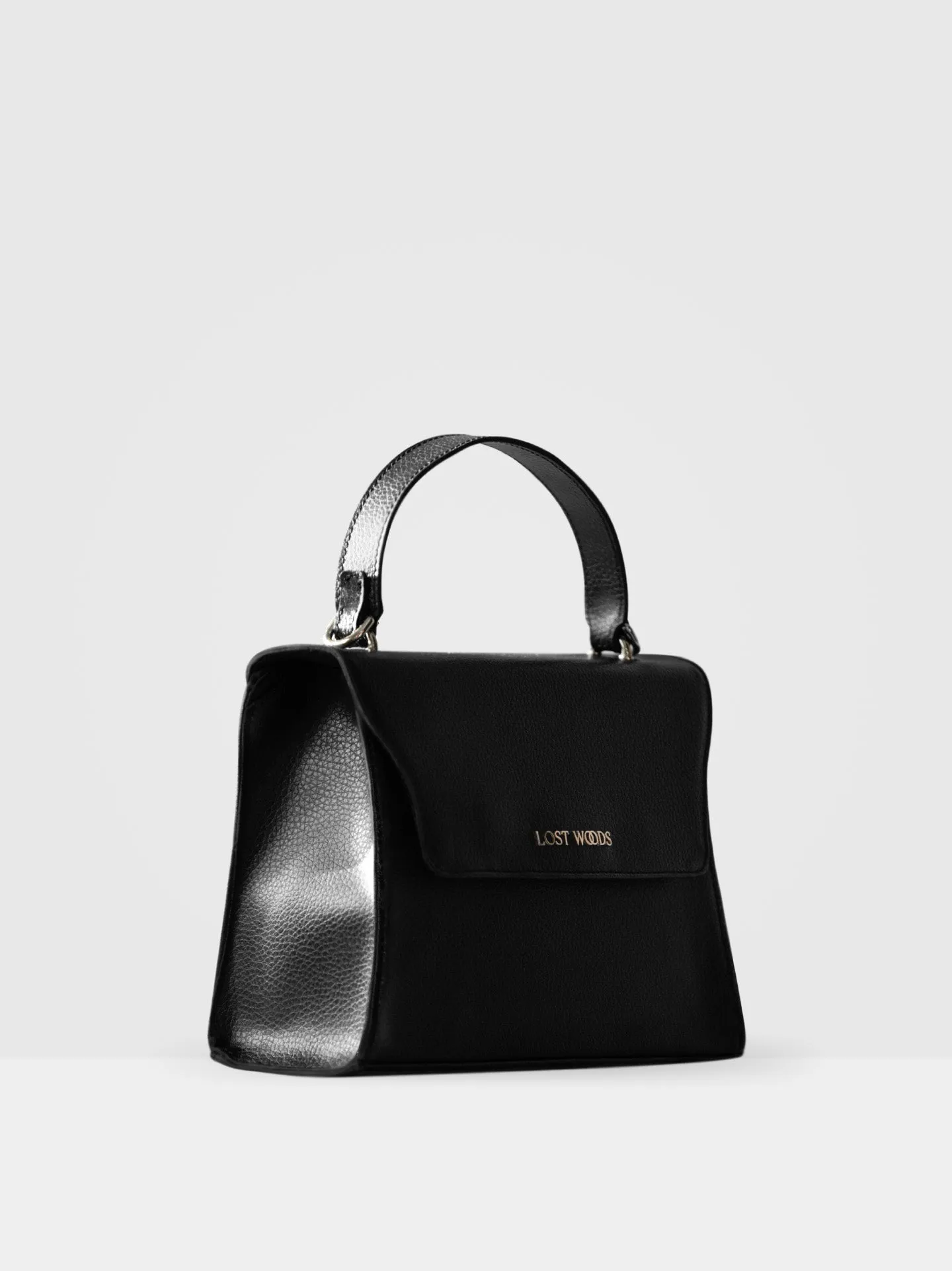 Ivy MIRUM Leather Vegan Handle Bag | Black & Gold