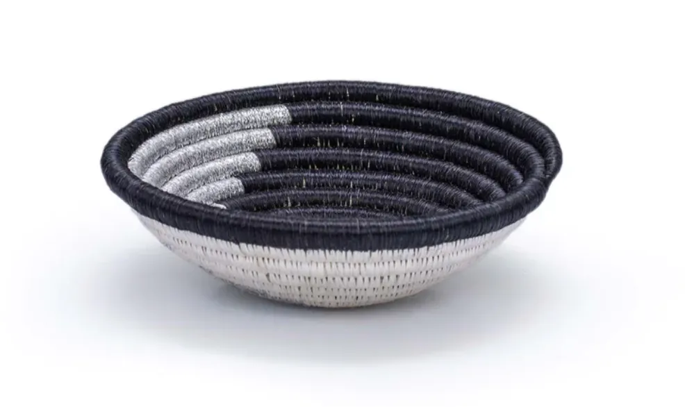 Kazi :: 6 Small Silver   Black Unity Round Basket