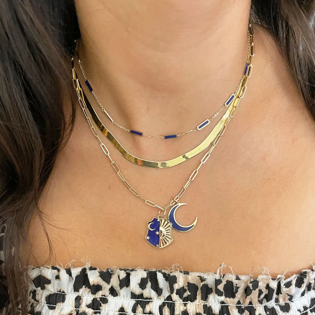 Lapis Crescent Moon Charm