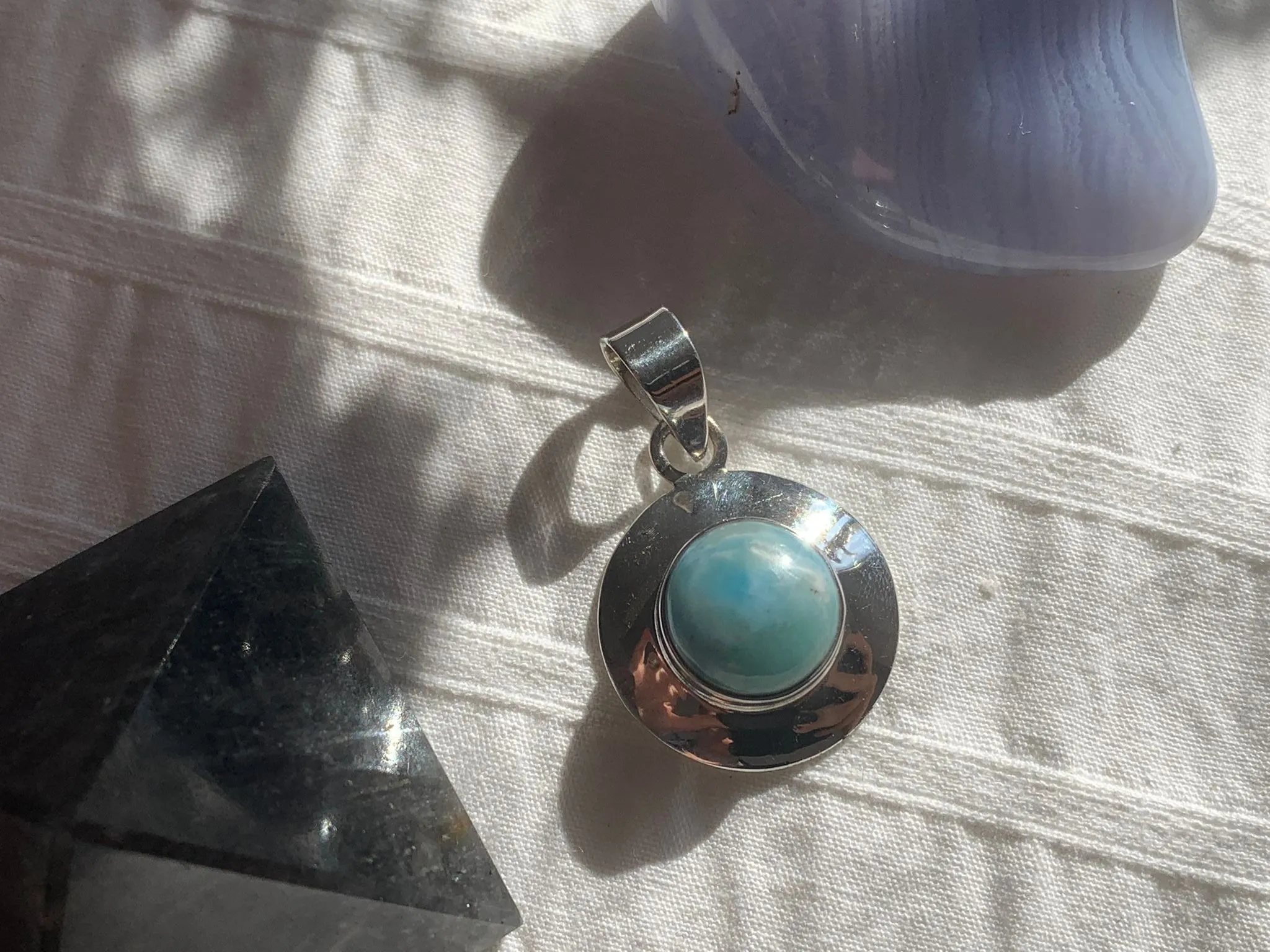 Larimar Medea Pendant - Small Round