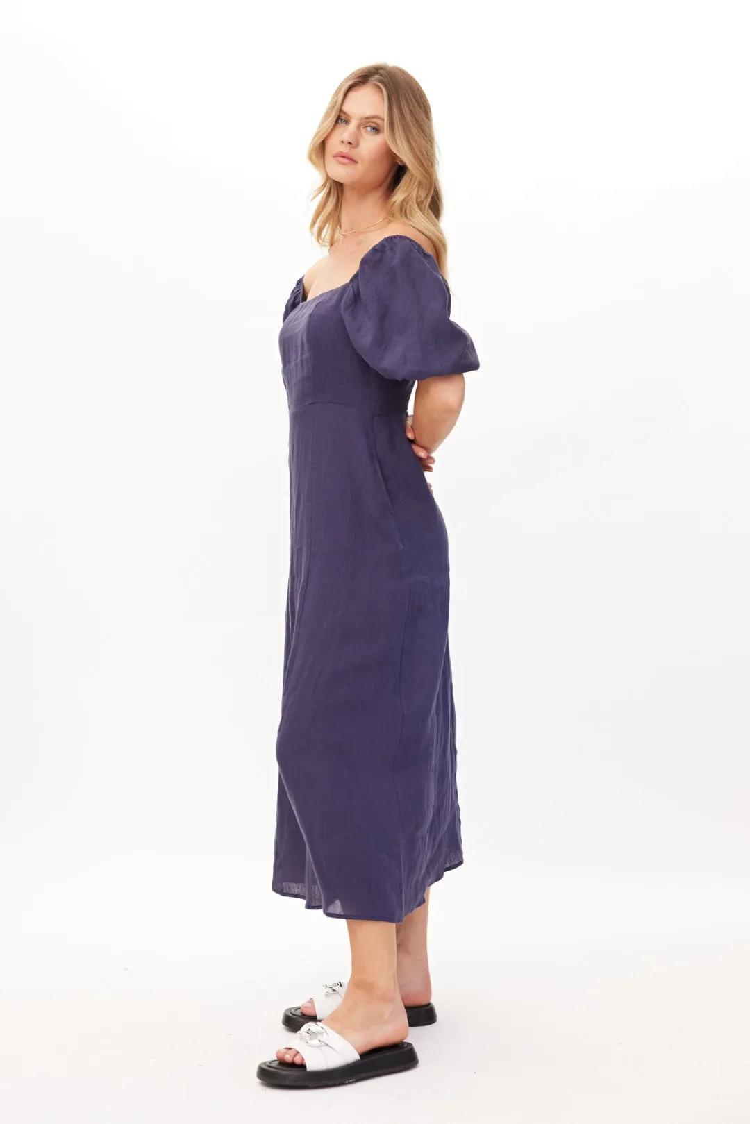 Lemon Tree Design Senita Linen Dress - Navy