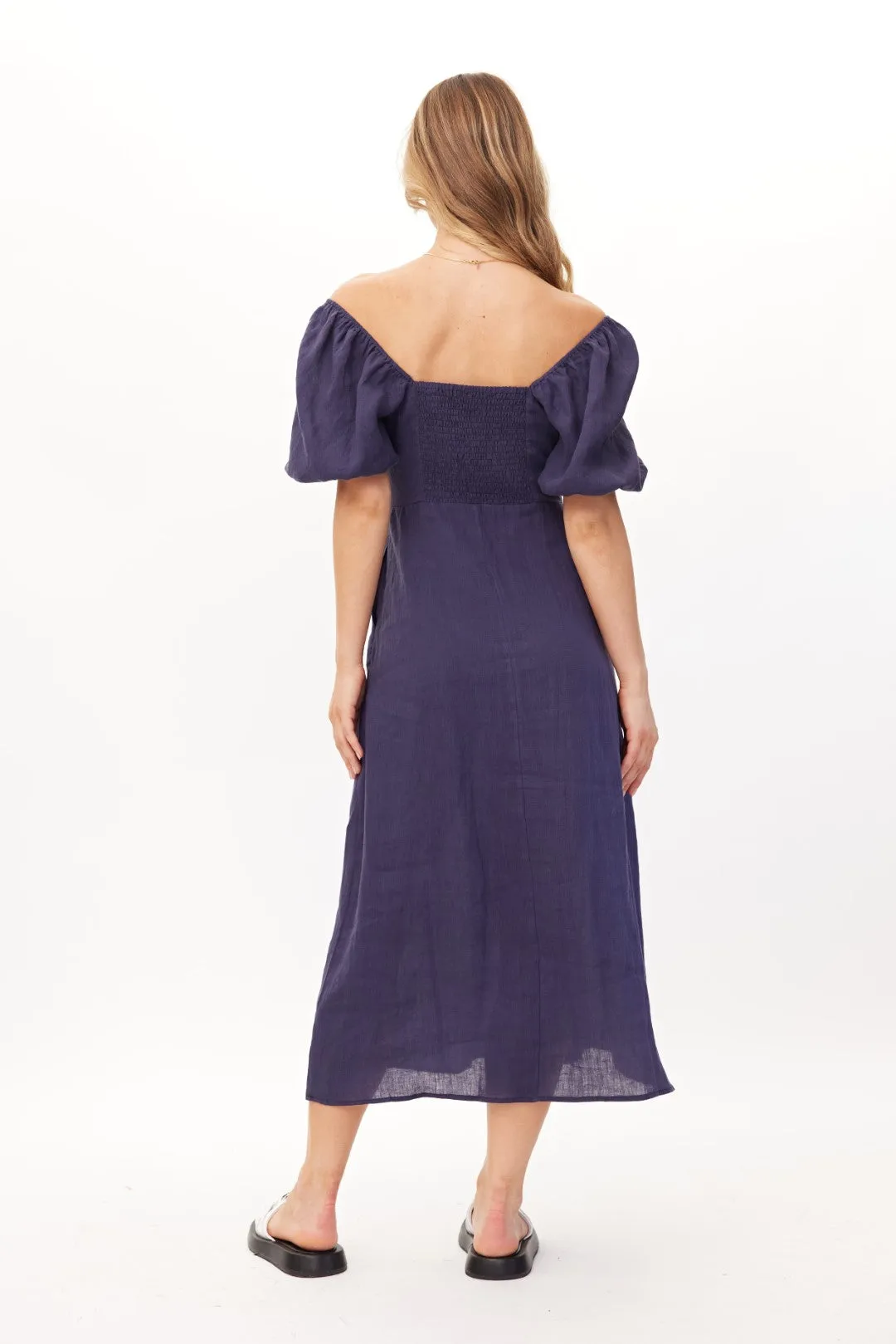 Lemon Tree Design Senita Linen Dress - Navy