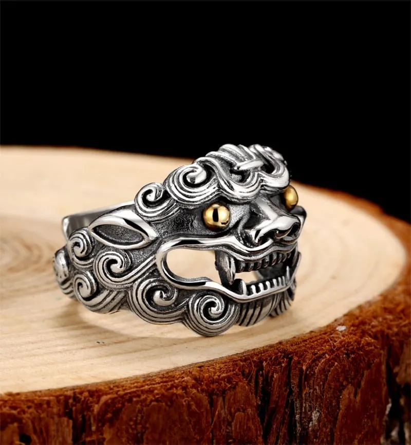 Lion 925 Sterling Silver Adjustable Classic Ring