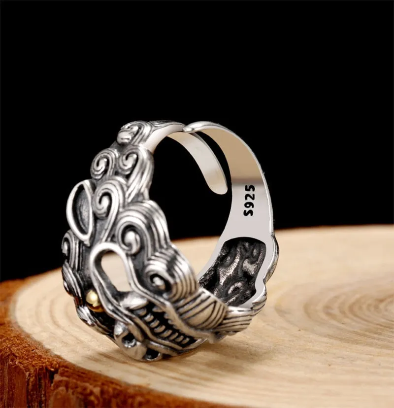 Lion 925 Sterling Silver Adjustable Classic Ring