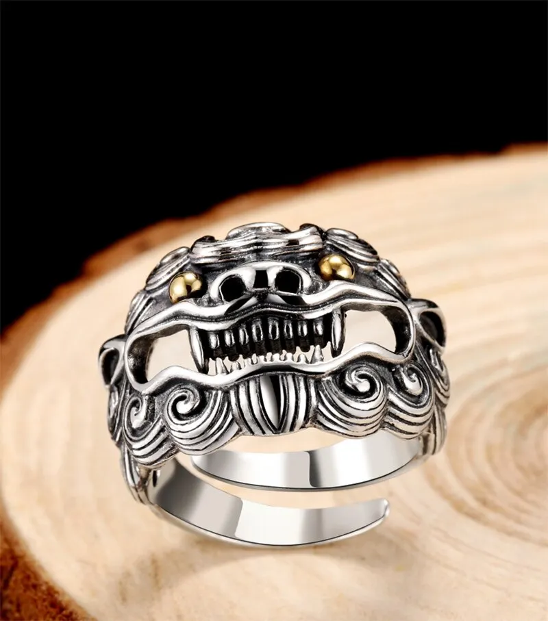 Lion 925 Sterling Silver Adjustable Classic Ring