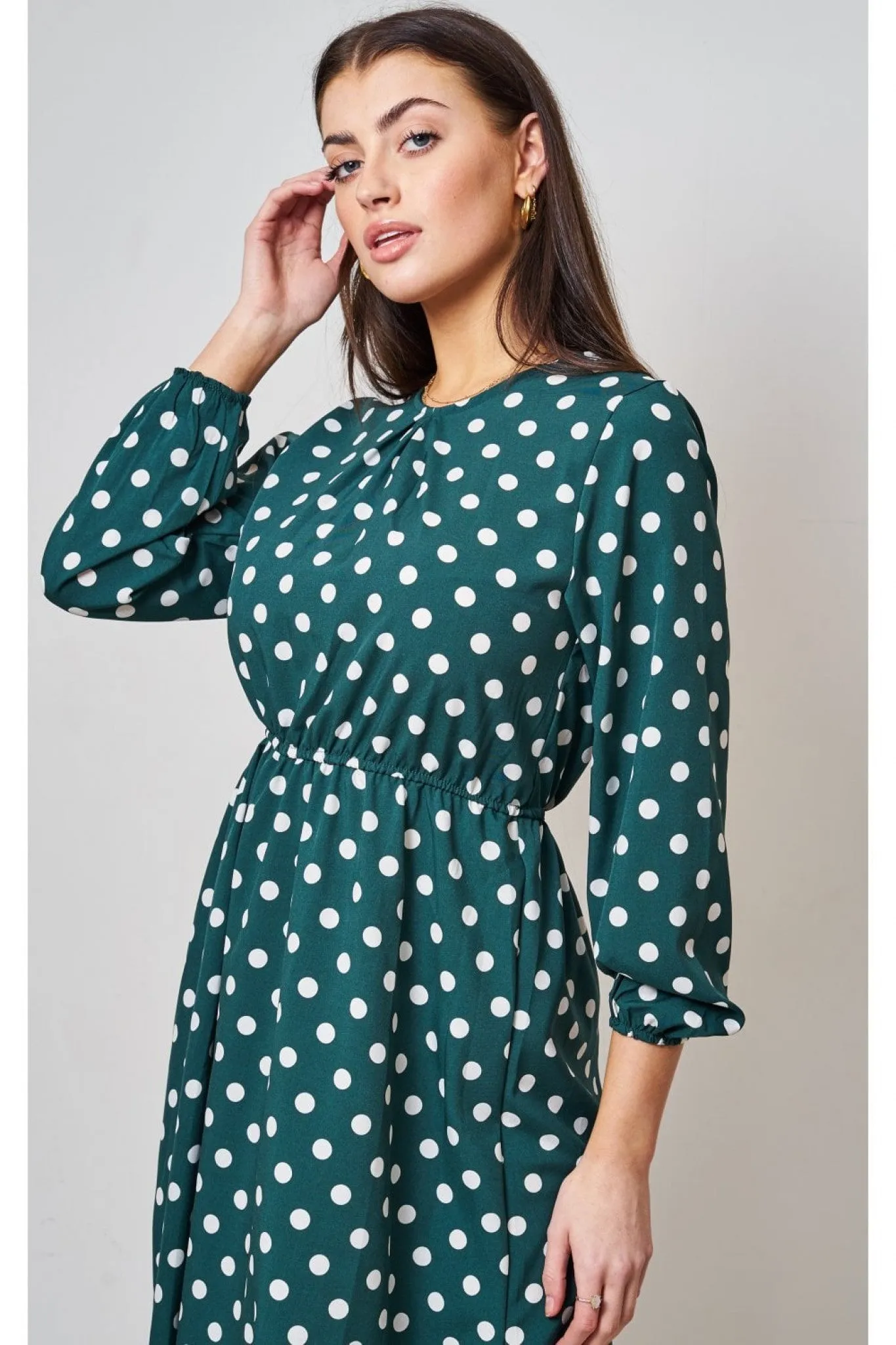 Love Frontrow Green Polka Dot Midi Dress