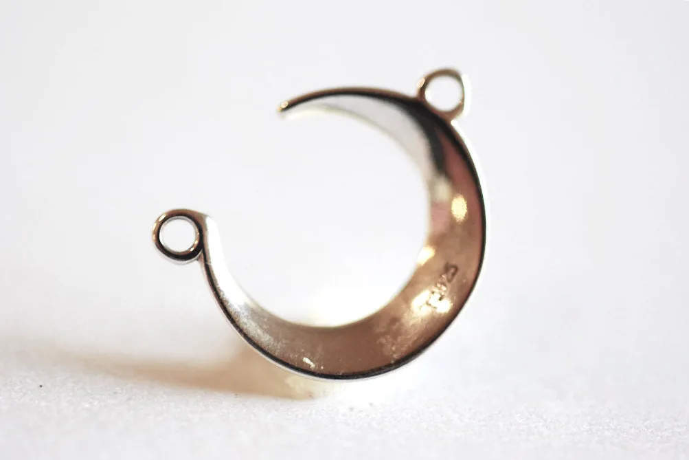 Matte Pink Wholesale Rose Gold Vermeil Crescent Moon Connector- 22k rose gold plated Sterling Silver,Moon Charm Pendant,Moon Connector Link Spacer,323