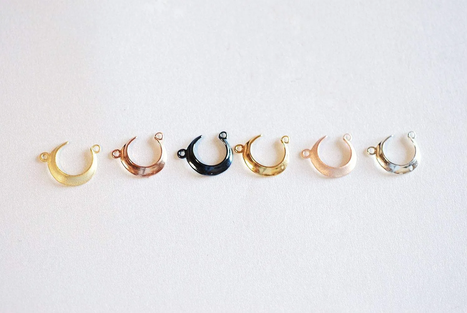 Matte Pink Wholesale Rose Gold Vermeil Crescent Moon Connector- 22k rose gold plated Sterling Silver,Moon Charm Pendant,Moon Connector Link Spacer,323