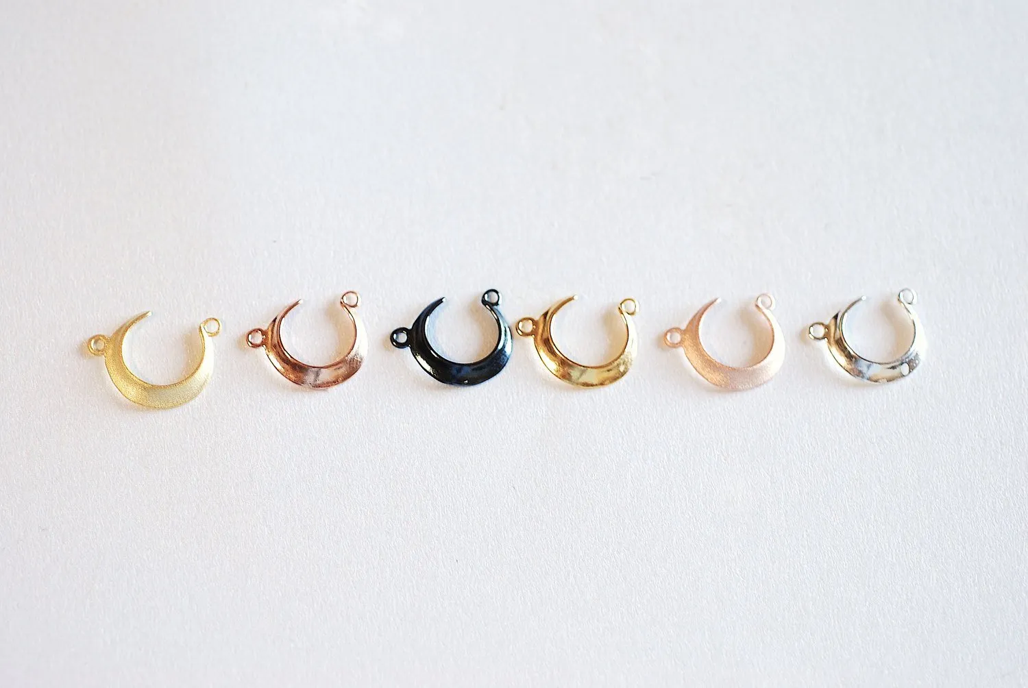 Matte Vermeil Wholesale Gold Crescent Moon Connector Charm- 22k gold plated Sterling Silver, Gold Moon Charm Pendant, Moon Connector Link Spacer, 323