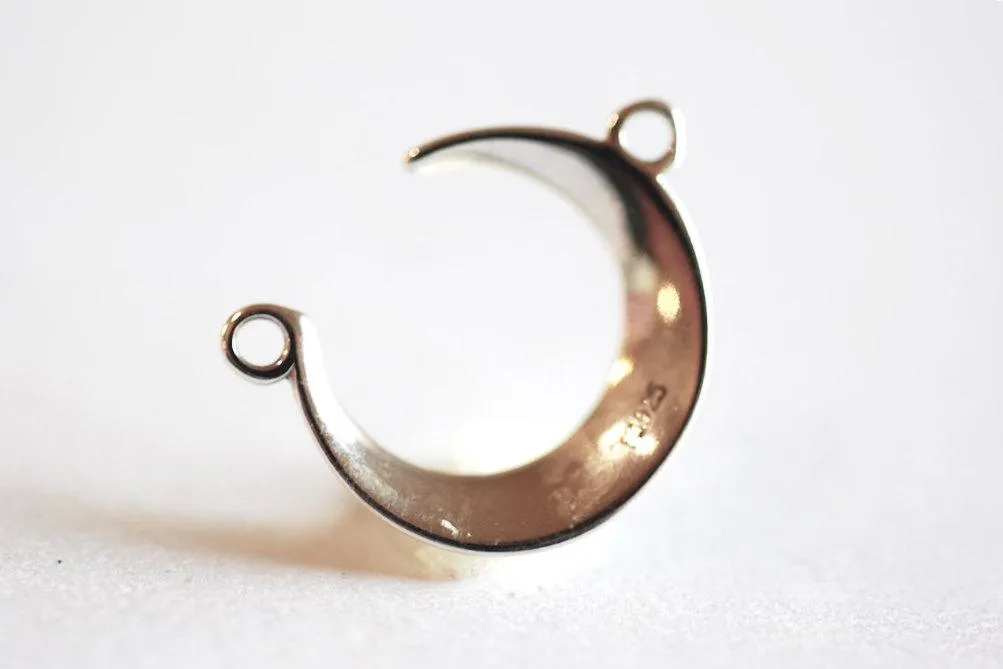 Matte Vermeil Wholesale Gold Crescent Moon Connector Charm- 22k gold plated Sterling Silver, Gold Moon Charm Pendant, Moon Connector Link Spacer, 323