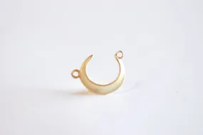 Matte Vermeil Wholesale Gold Crescent Moon Connector Charm- 22k gold plated Sterling Silver, Gold Moon Charm Pendant, Moon Connector Link Spacer, 323