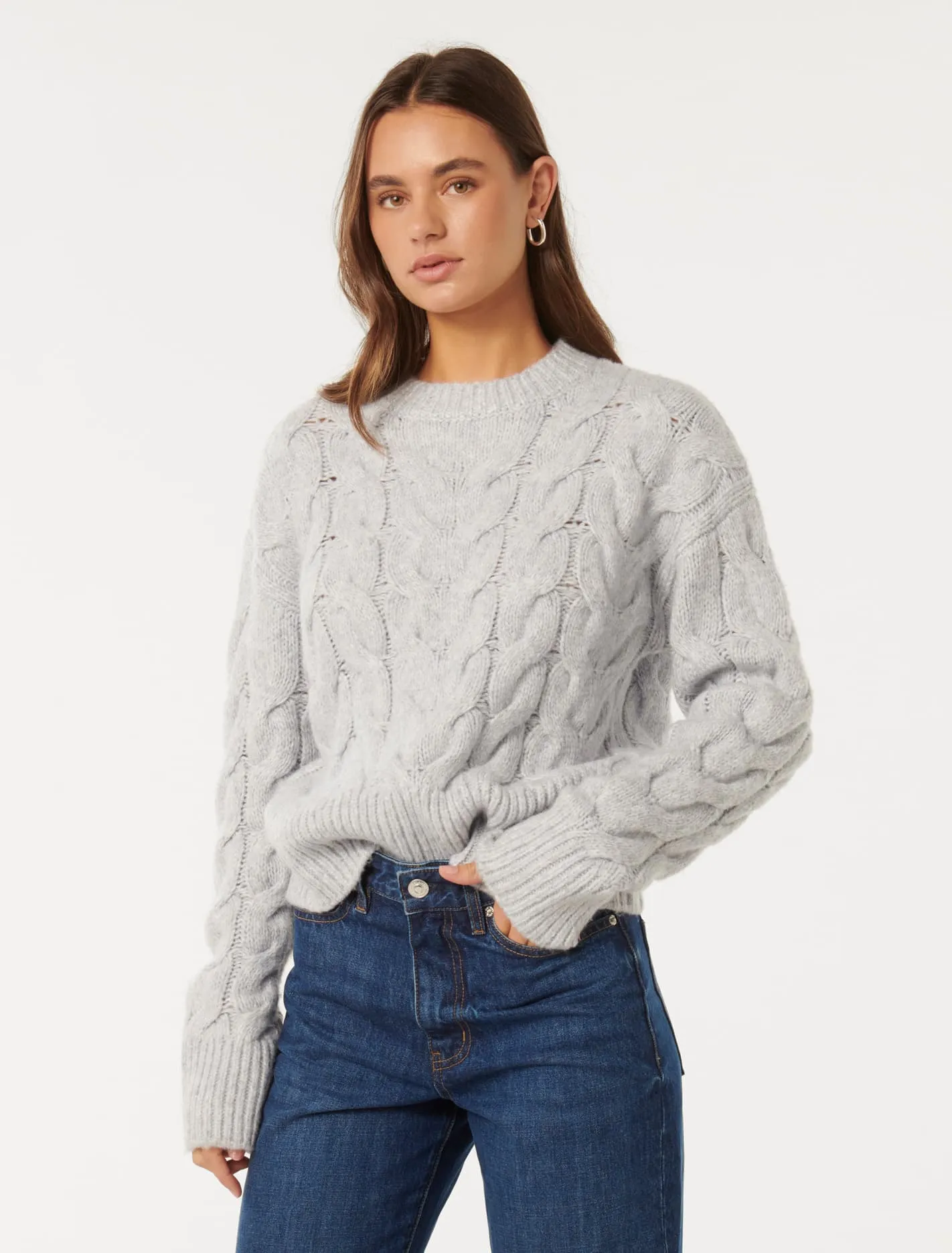 Mila Boxy Crew Neck Cable Jumper