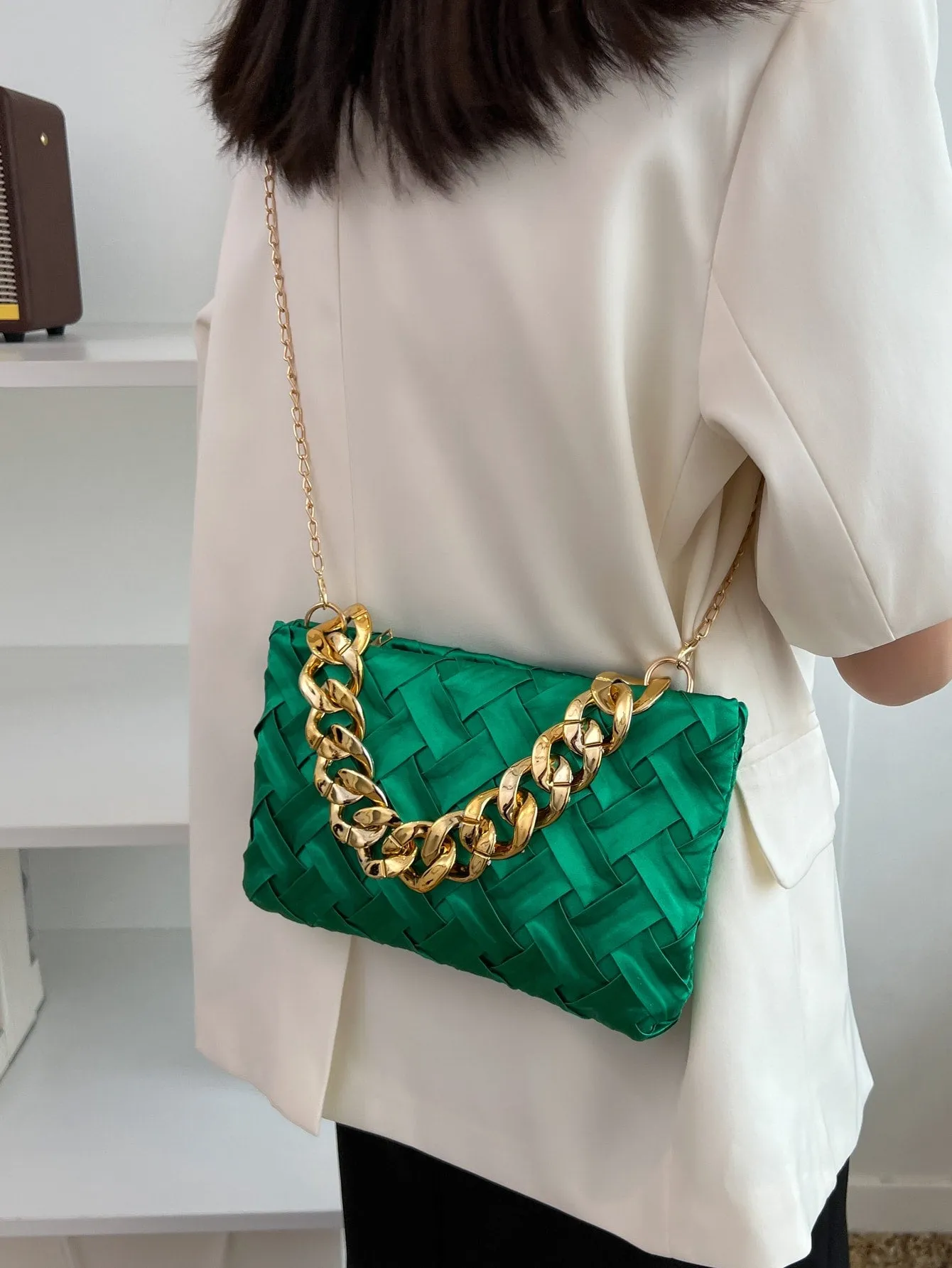 Minimalist Braided Design Square Bag