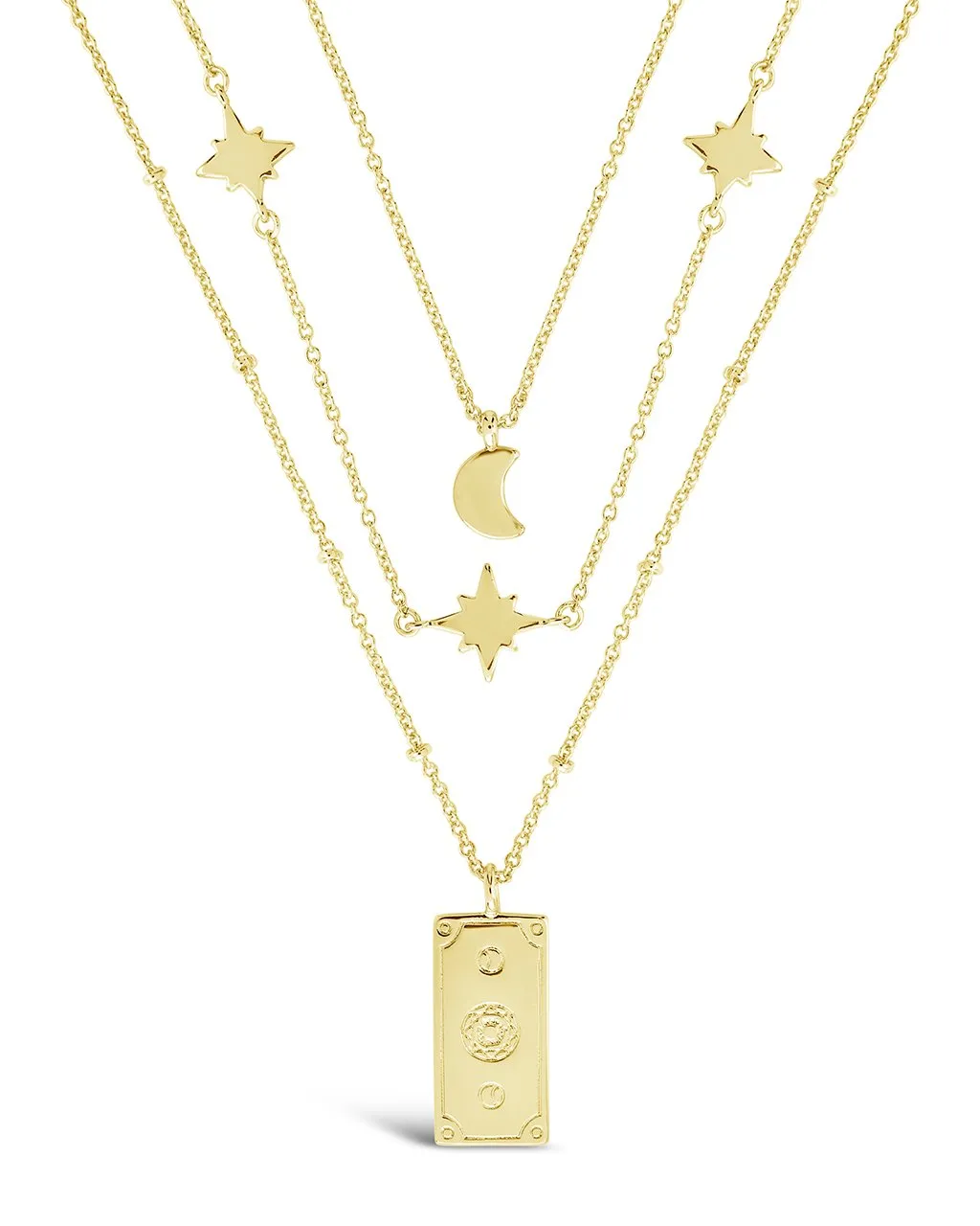 Moon, Star, & Tarot Card Layered Necklace by Sterling Forever