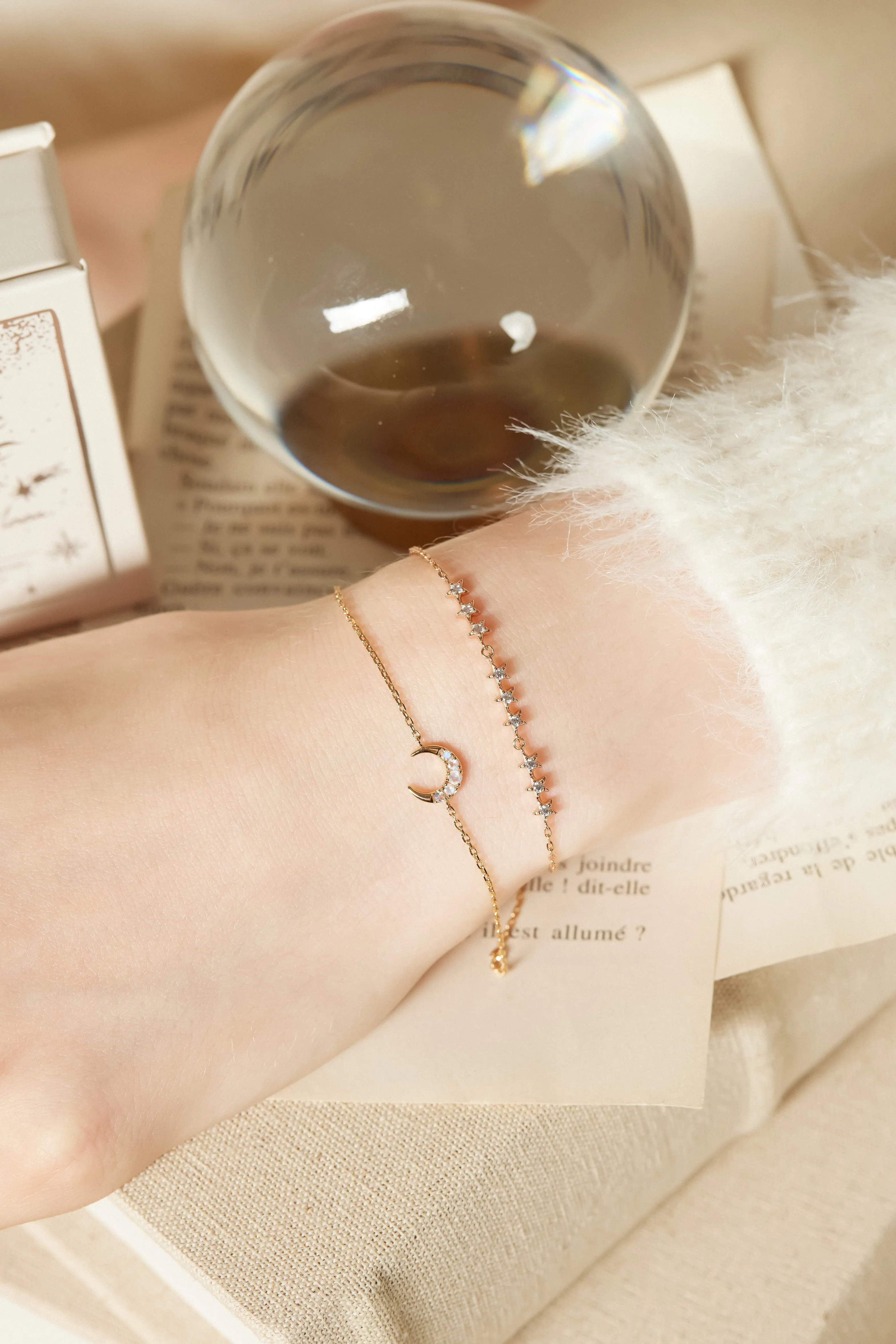 Moonstone Gold Petite Moon Bracelet